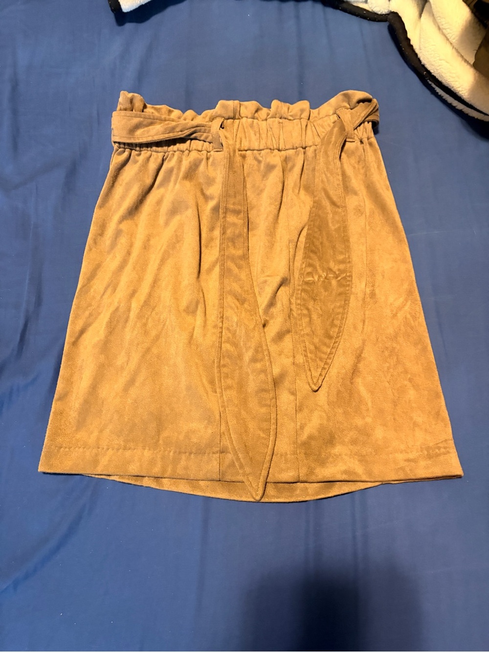 Olive Suede-Look Paperbag Waist Skirt